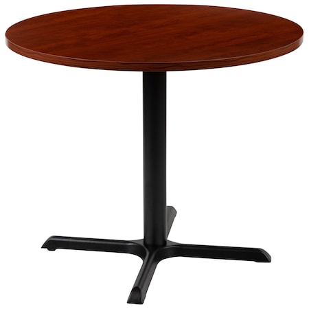 Flash Furniture Round 35.5" W, 35.5" L, 30" H, Laminate Top, Red GC-M-BLK-15-CHR-GG